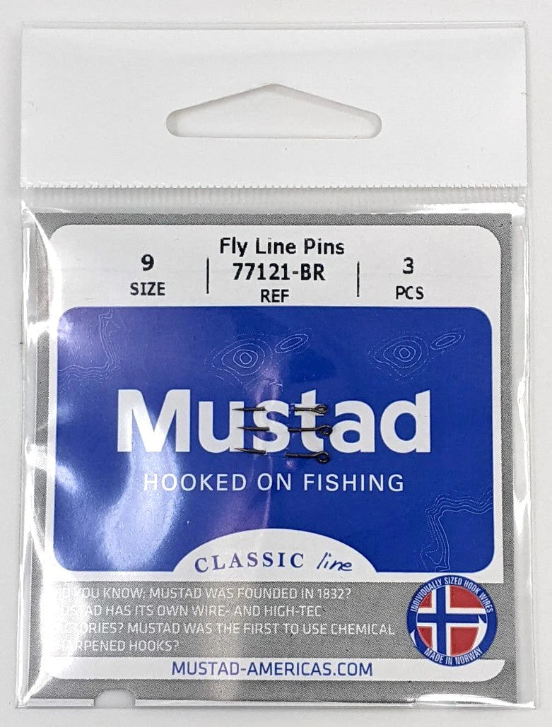 Mustad 77121, Fly line Pins, Two Sizes, Packs of 3, Made in Norway
