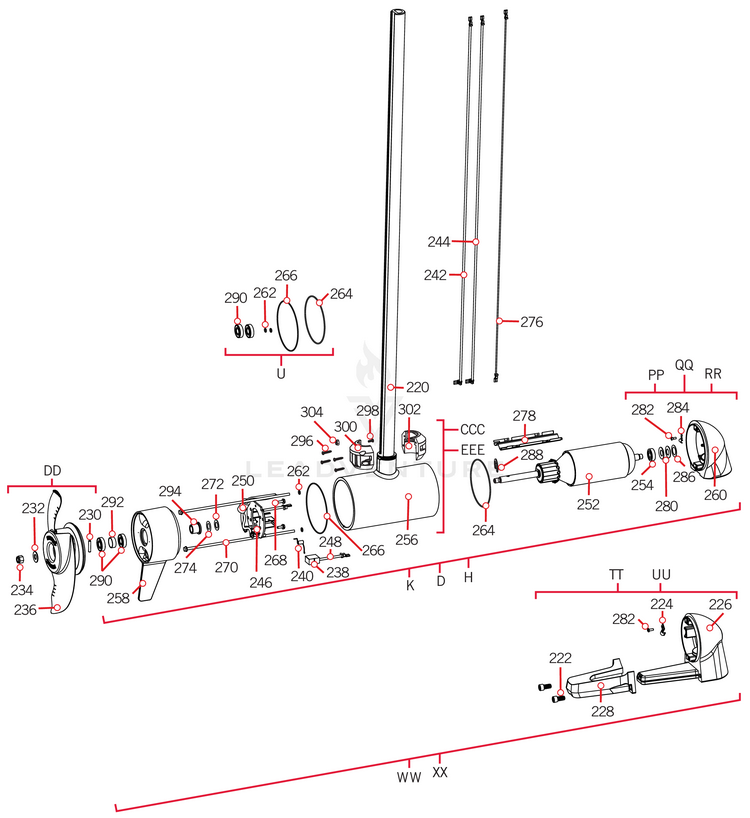 Minn Kota PLN END HSG/TRNDCR ASY 4.5 | 112LB THRUST | 54" | TRANSDUCER P/N: 9421-245