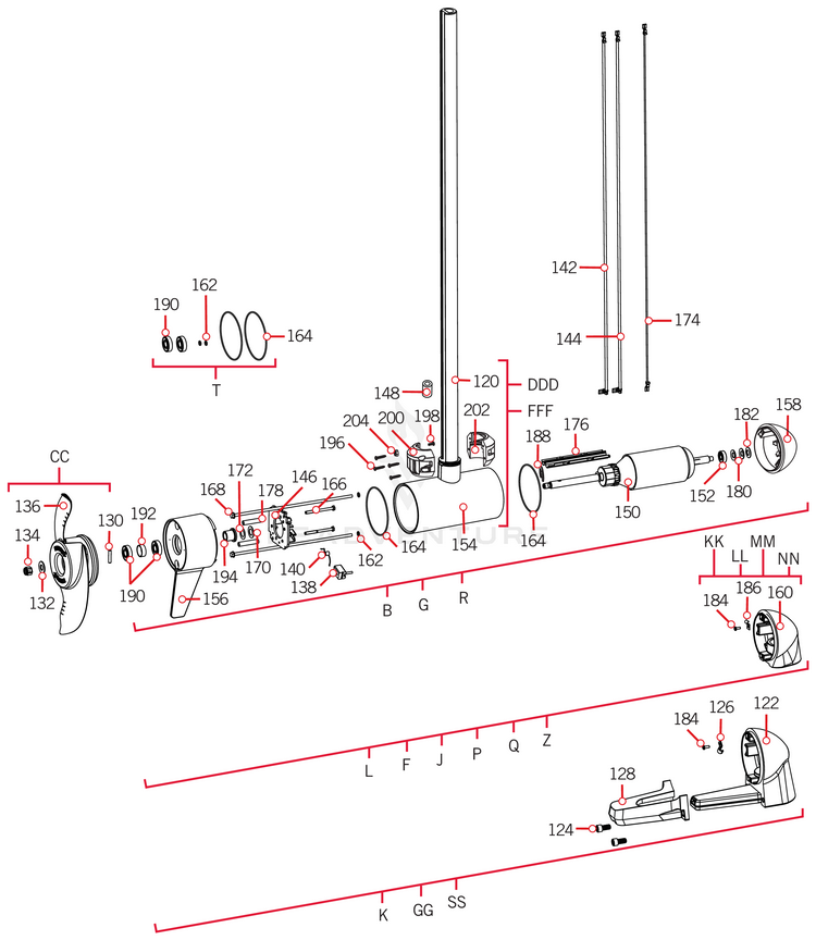 Minn Kota PLN END HSG/TRNDCR ASY 4.0 | 80LB THRUST | 54" | TRANSDUCER P/N: 9421-288