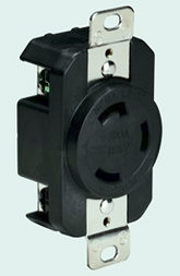 Marinco Locking Receptacle, 30A 125V, Black 305CRRB