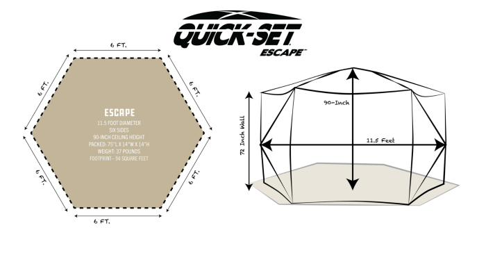 Quick-Set Escape Sport Screen Shelter (6 Sided)