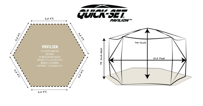 Quick-Set Pavilion Camper Screen Shelter (6 Sided)