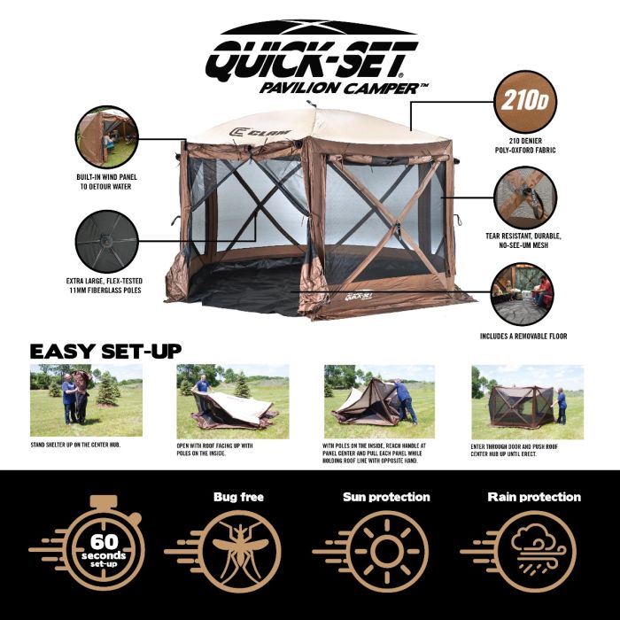 Quick-Set Pavilion Camper Screen Shelter (6 Sided)